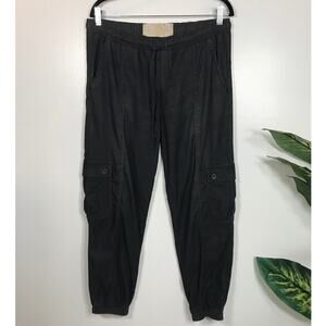 Bella Dahl Cargo Track Jogger Pants Black with Drawstring Womens Lyocell Capsule